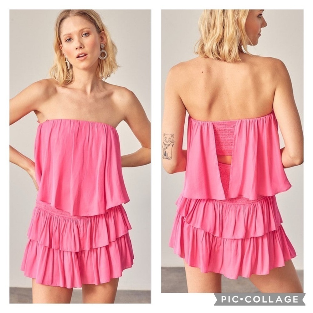 NWT Pants Store Tube Top Ruffle Dress With Shorts Large